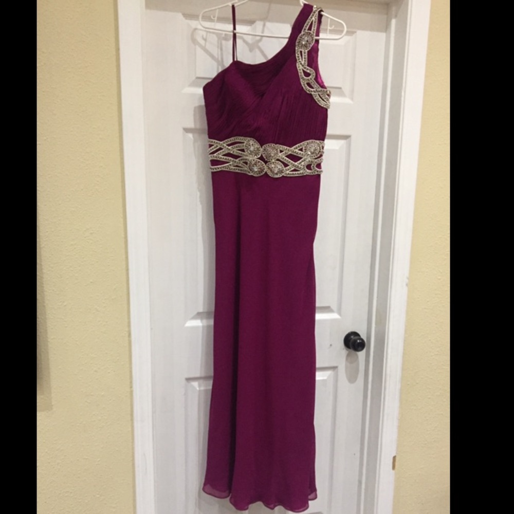 May Queen purple magenta prom dress